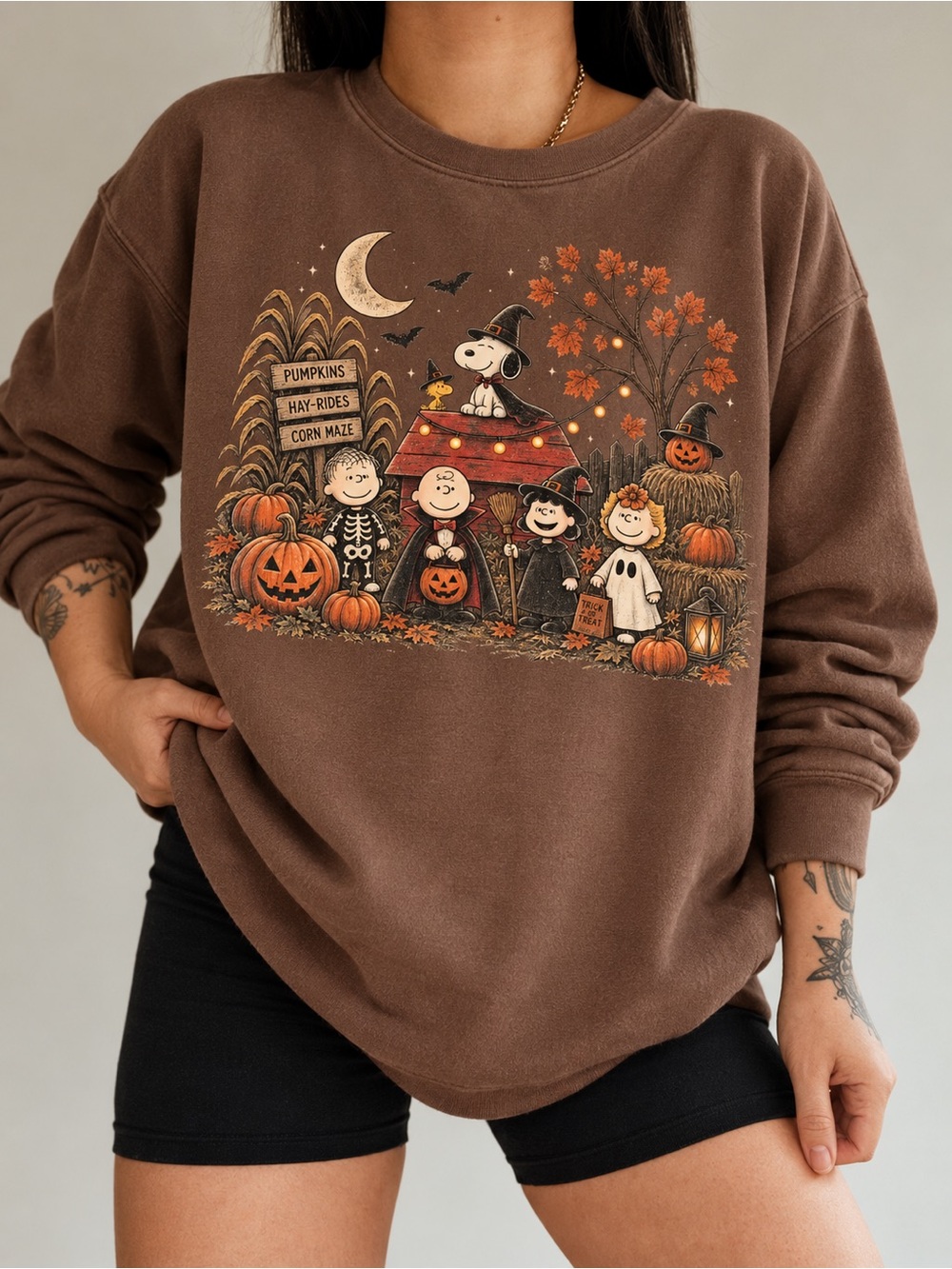 Halloween Cartoon Friends Sweatshirt Cute Snoopy Pumpkin Crewneck